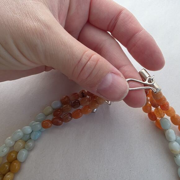 Jay King Multi Stone Necklace 18" Blue Aquamarine Red Agate New Western - Picture 6 of 10